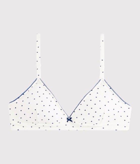 Girls' Mini Hearts Padded Bra MARSHMALLOW white/MEDIEVAL blue