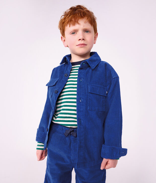 Children's plain corduroy shirt blue