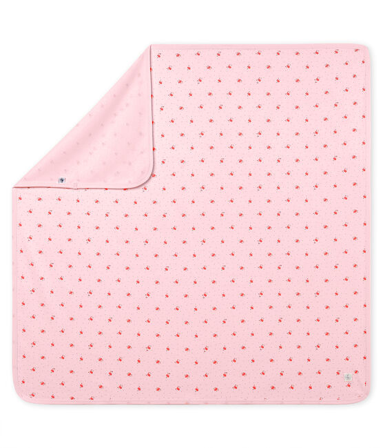 Unisex baby printed blanket VIENNE pink/MULTICO white