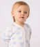 Babies' brushed fleece heart-print pyjamas with a collar MARSHMALLOW /ADRIATIC