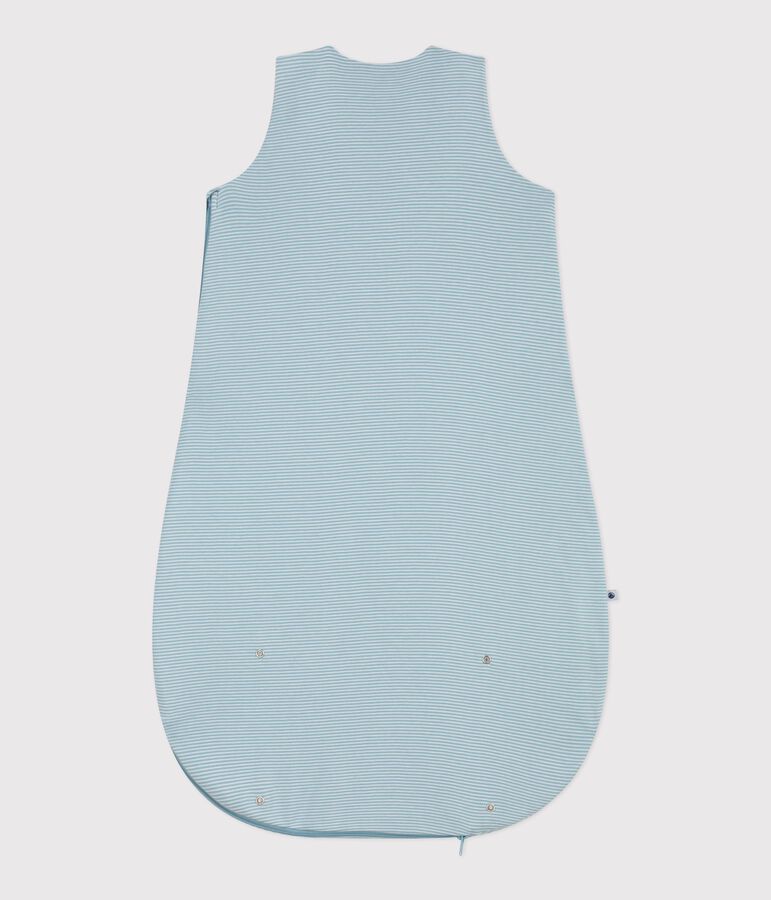 Stripy cotton 0.5 TOG baby sleeping bag green/white