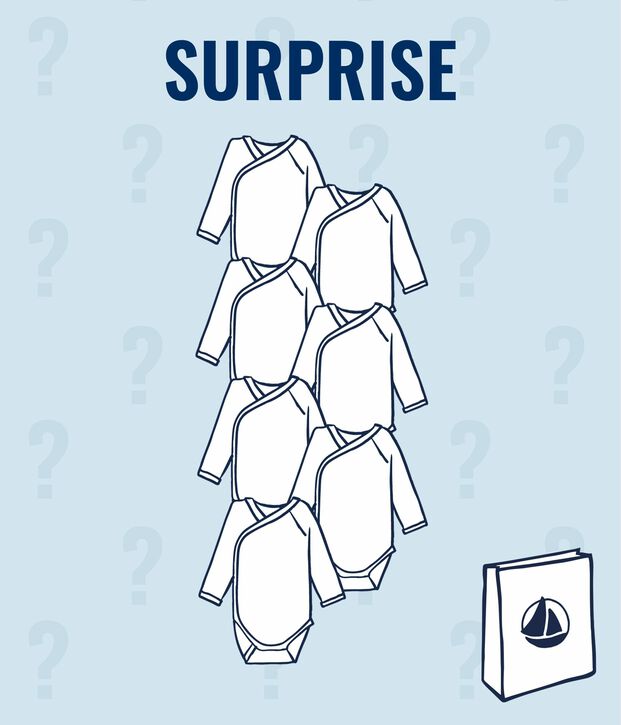 Surprise set of 7 long-sleeved baby bodysuits multicolor