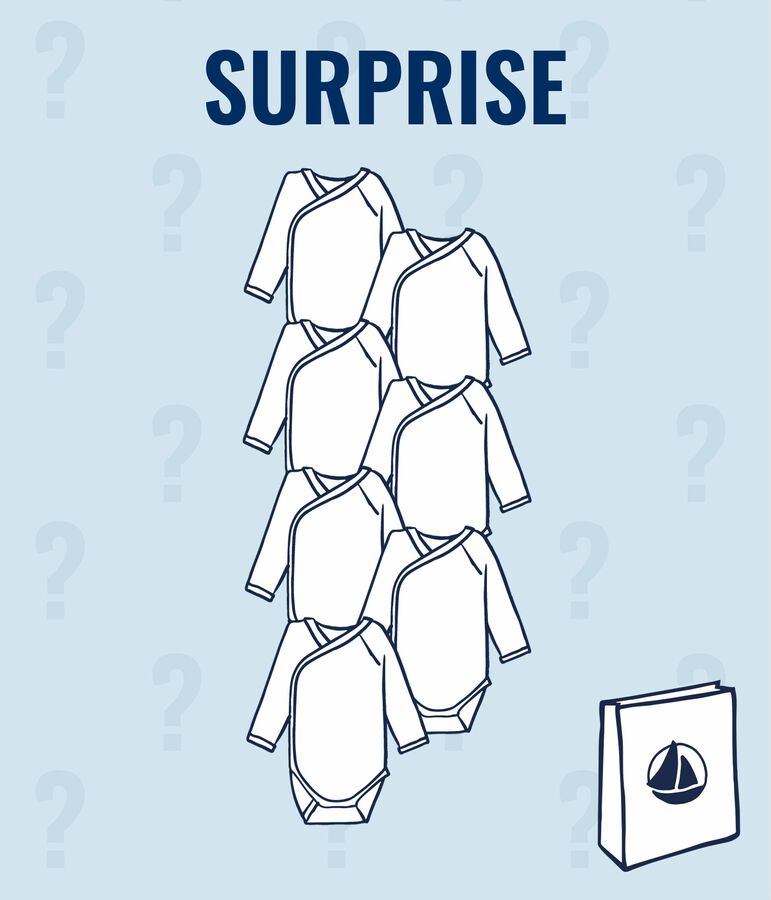 Surprise set of 7 long-sleeved baby bodysuits multicolor