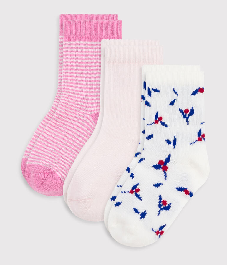 Babies' floral-print cotton socks - 3-Pack multicolor