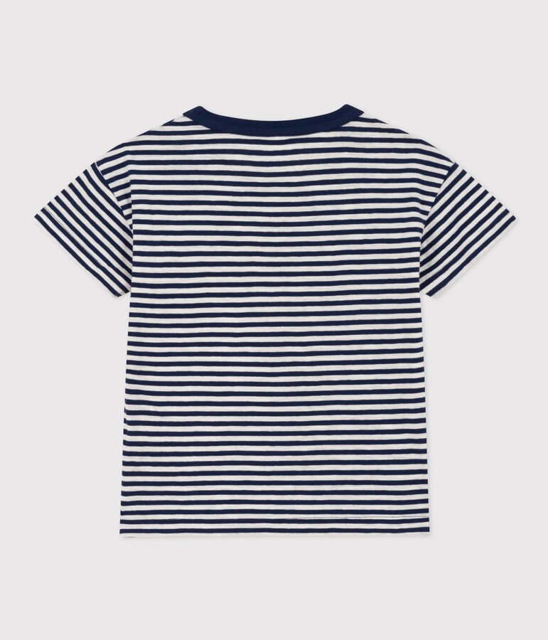 Boys' Striped Cotton T-Shirt blue/white