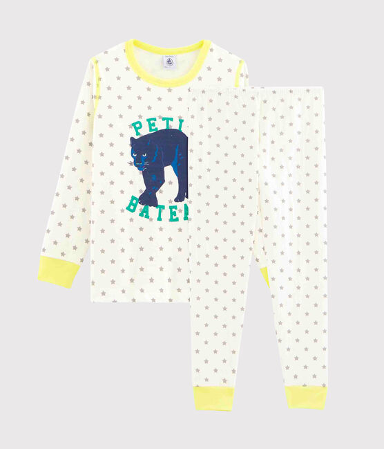 Boys' Tube Knit Pyjamas MARSHMALLOW white/GRIS grey