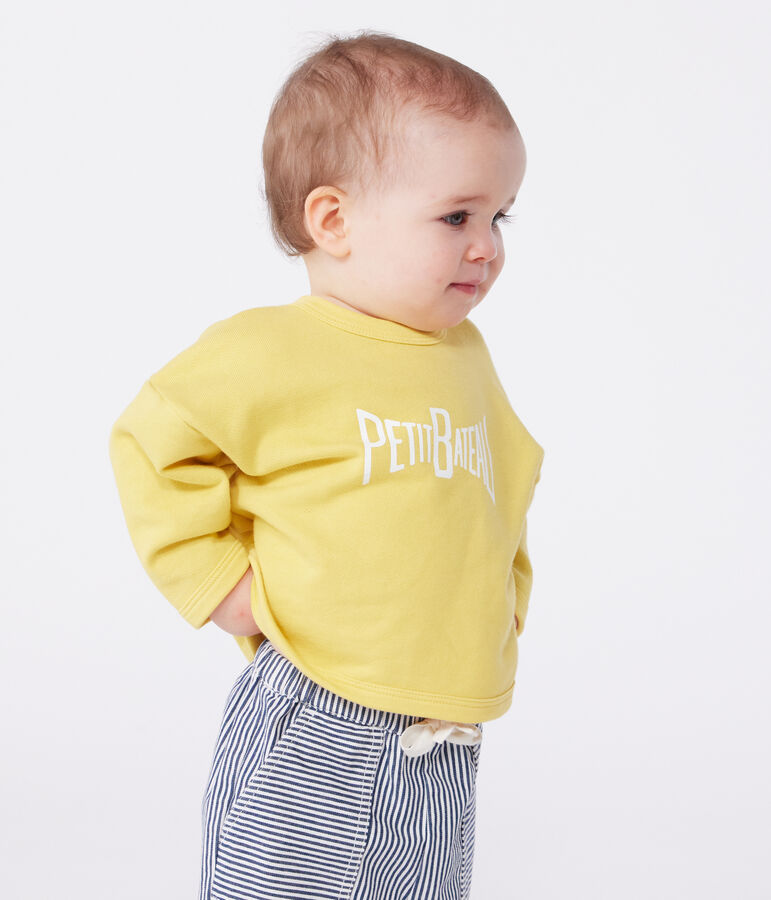 Plain cotton baby sweatshirt yellow