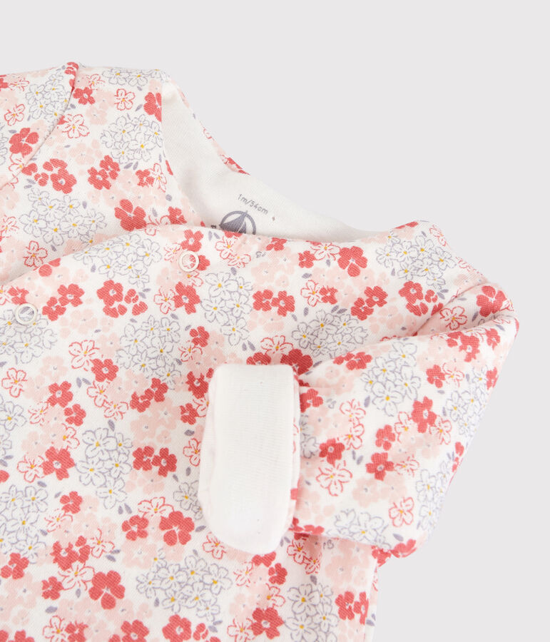 Long Quilted Organic Cotton Tube Knit Baby Jumpsuit white/multicolor