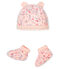 Baby Bonnet and Bootees Set in Tube Knit FLEUR pink/MULTICO white