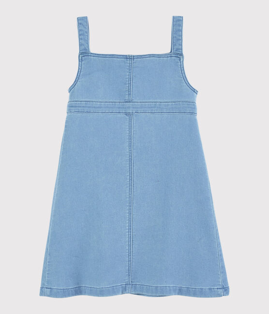 Girls' Denim Fleece Dungaree Dress DENIM CLAIR blue