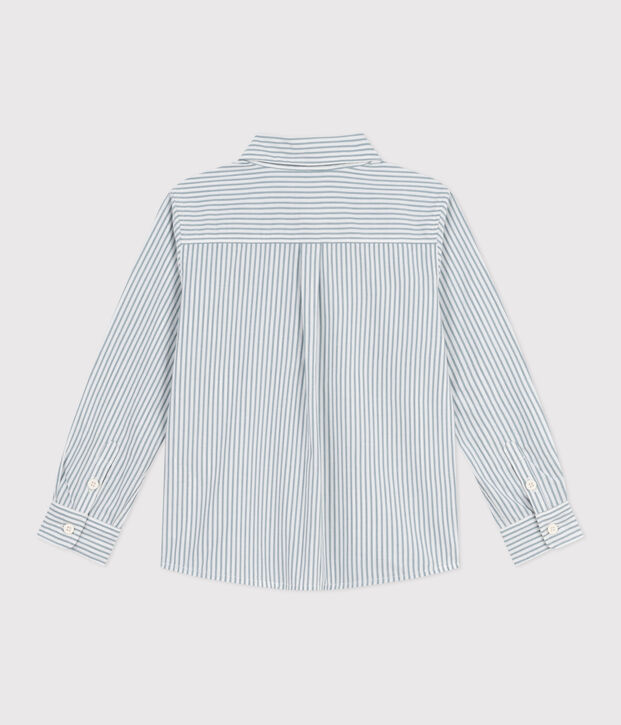 Children's stripy cotton shirt green/blue