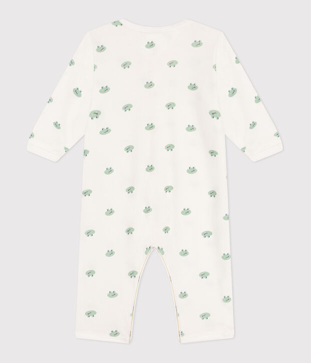 Babies' footless frog pattern cotton pyjamas white/multicolor