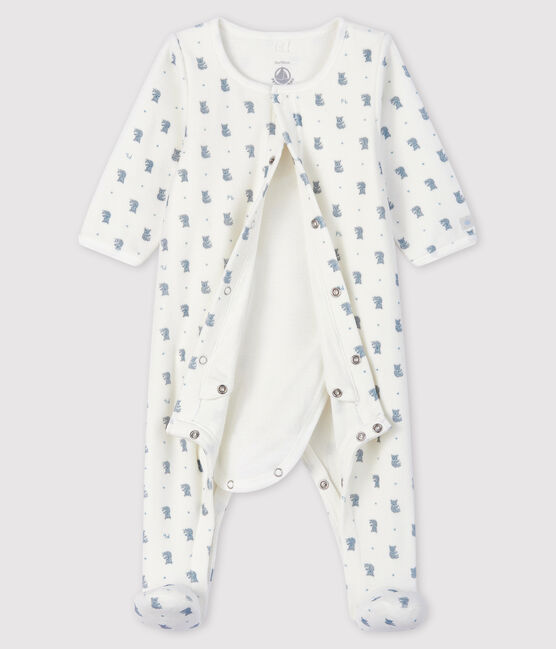 Baby Boys' Koala Print Velour Bodyjama MARSHMALLOW white/MULTICO white