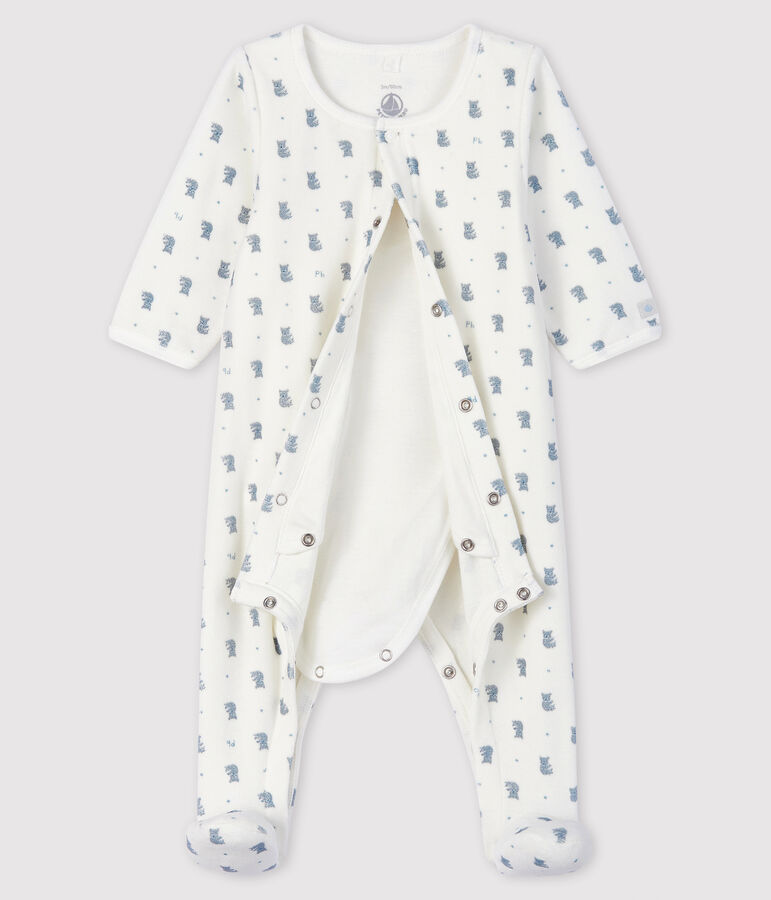 Baby Boys' Koala Print Velour Bodyjama white/multicolor