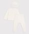 Babies' long 3-piece openwork cotton outfit and hat Ecru