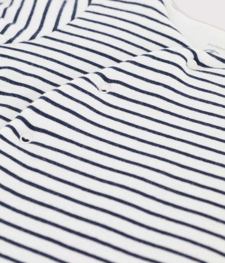 Babies' Striped Organic Cotton Long Playsuit white/blue