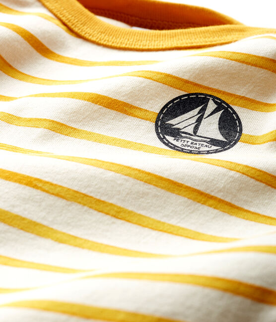 Baby Boys' Striped Long-Sleeved T-Shirt MARSHMALLOW white/BOUDOR yellow