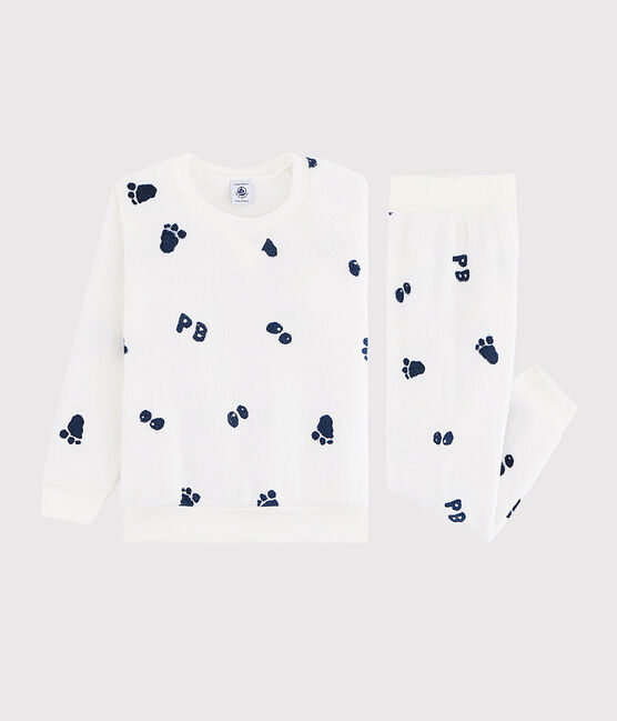 Boys' Fleece Pyjamas MARSHMALLOW white/MEDIEVAL CN blue