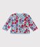 Babies' quilted cotton jacket, printed with flowers MARSHMALLOW white/MULTICO white
