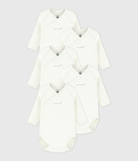 Pack of babies' long-sleeved crossover bodies in plain cotton variante 1