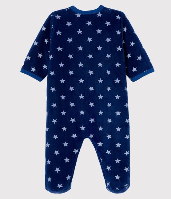 Babies' Starry Fleece Onesie MEDIEVAL blue/MARSHMALLOW white