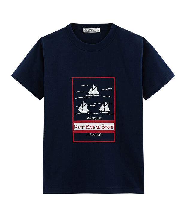 Unisex T-Shirt with Postcard Motif blue