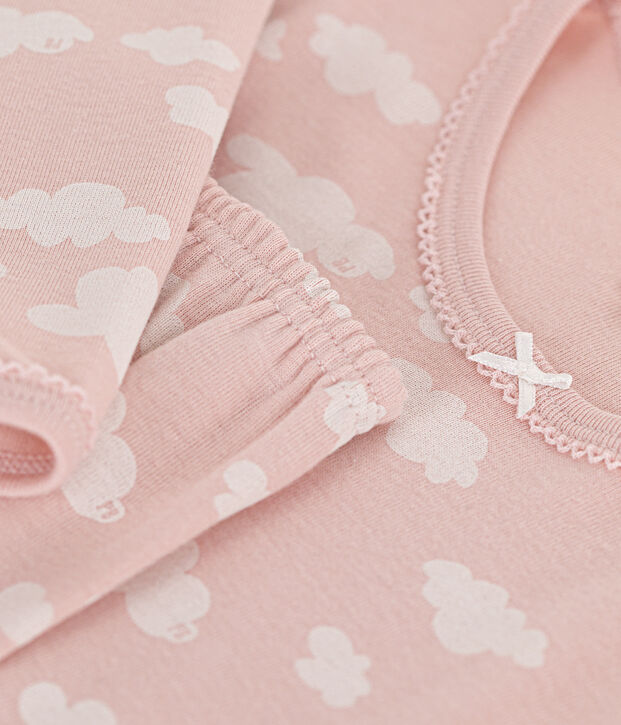 Children's Cloud Print Cotton Pyjamas pink/white