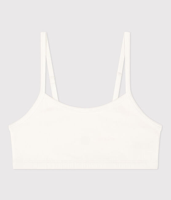 Women's Plain Cotton and Elastane Bra MARSHMALLOW white