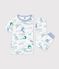 Children's printed cotton pyjamas with short sleeves and long legs white/multicolor