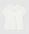Baby Girls' Short-Sleeved Cotton Openwork Blouse MARSHMALLOW white