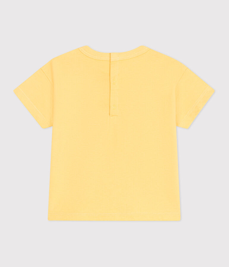 Babies' short-sleeved plain cotton T-shirt ORGE yellow