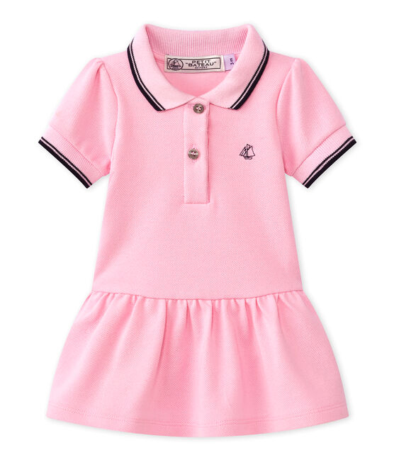 Baby girl's short-sleeved dress BABYLONE pink
