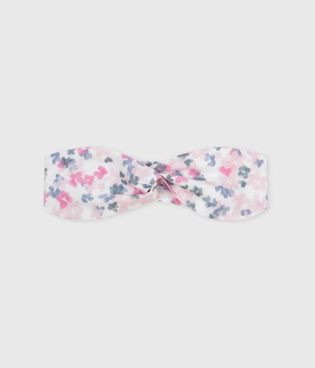 Babies' hairband in floral-print poplin pink/multicolor