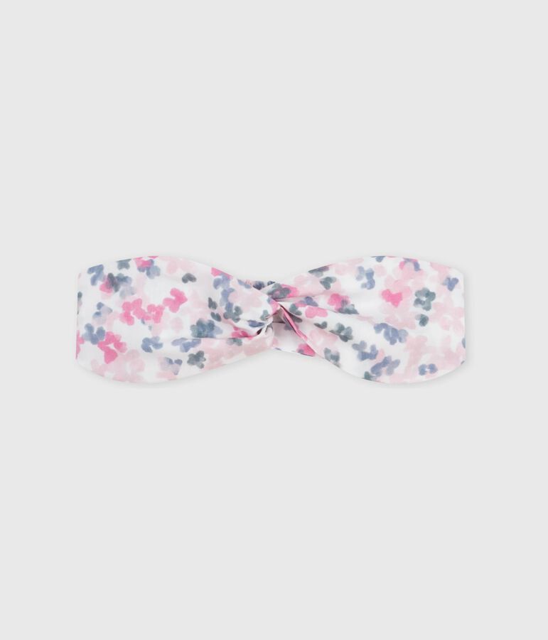 Babies' hairband in floral-print poplin pink/multicolor