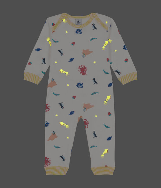 Popperless and Footless Cotton Sea Animals Sleepsuit MARSHMALLOW white/MULTICO white