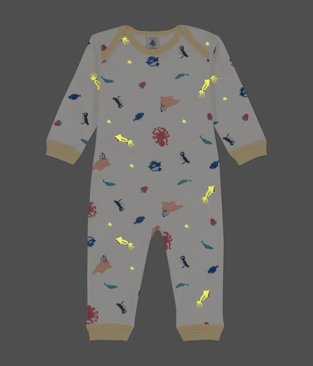 Popperless and Footless Cotton Sea Animals Sleepsuit white/multicolor