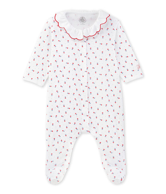 Baby girls' printed pyjamas ECUME white/PEPS red/MULTICO