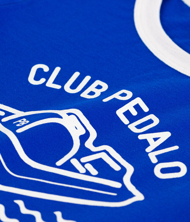 Boys' Printed Cotton T-Shirt blue/white