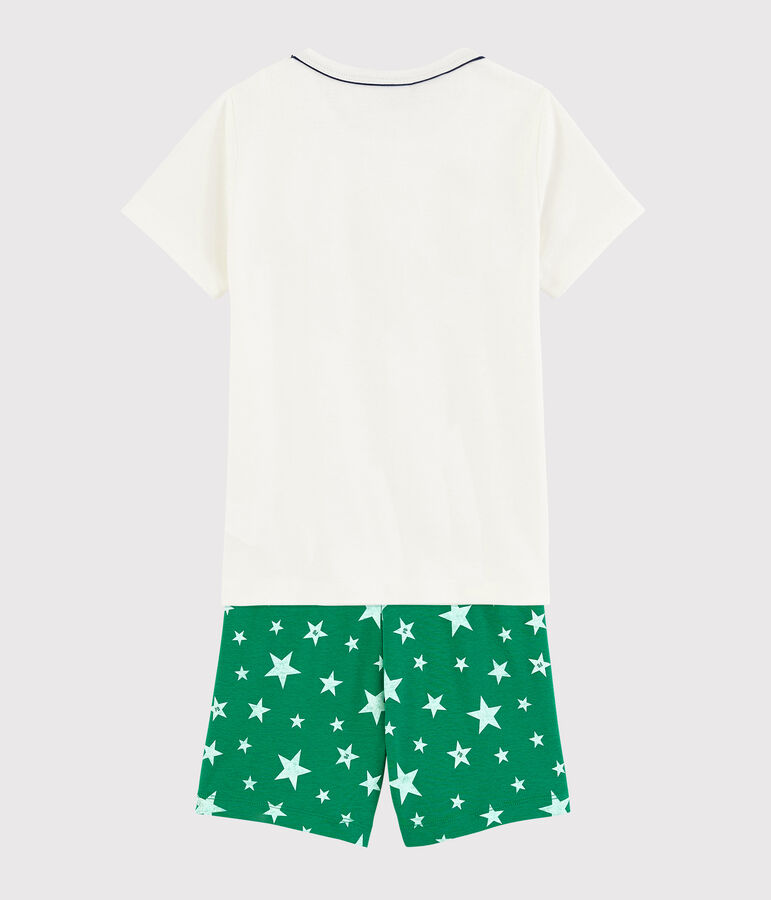 Boys' Green Starry Cotton Short Pyjamas white/green