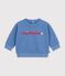 Babies' sweatshirt in plain cotton with embroidery blue