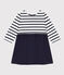 Babies' Long-Sleeved Dual Material Dress blue/white