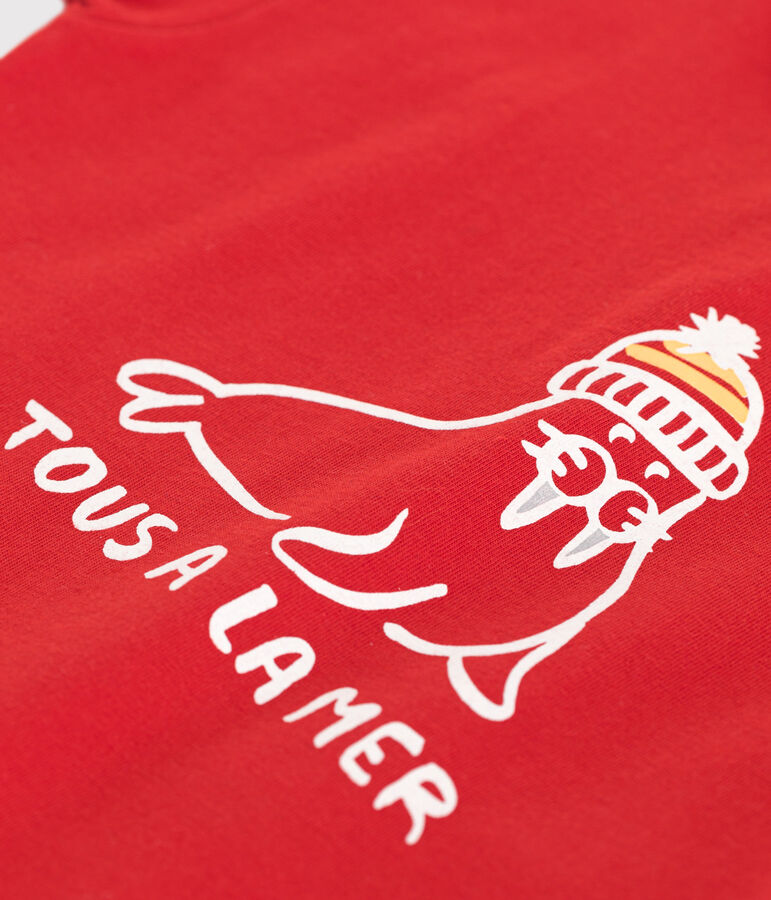 Babies' short-sleeved plain cotton T-shirt red