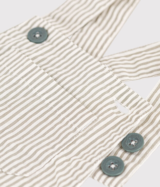 Babies' Seersucker Dungaree Shorts green/white