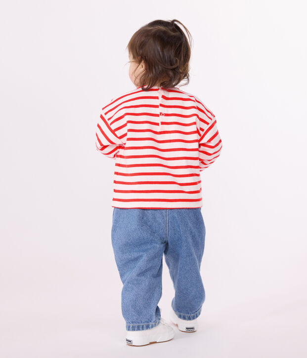 Baby sailor top in thick cotton pink/red
