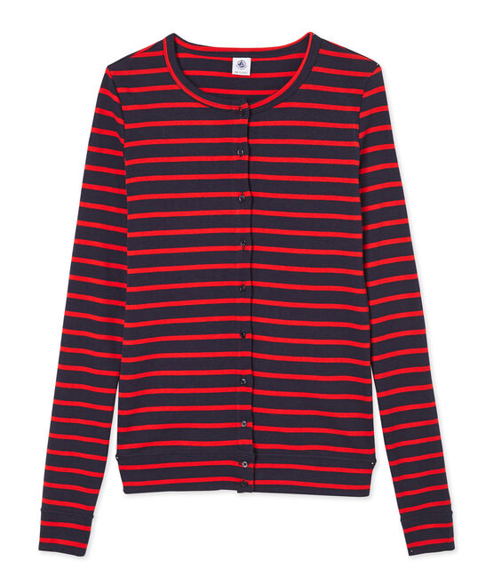 Iconic women's striped cardigan SMOKING blue/PEPS red