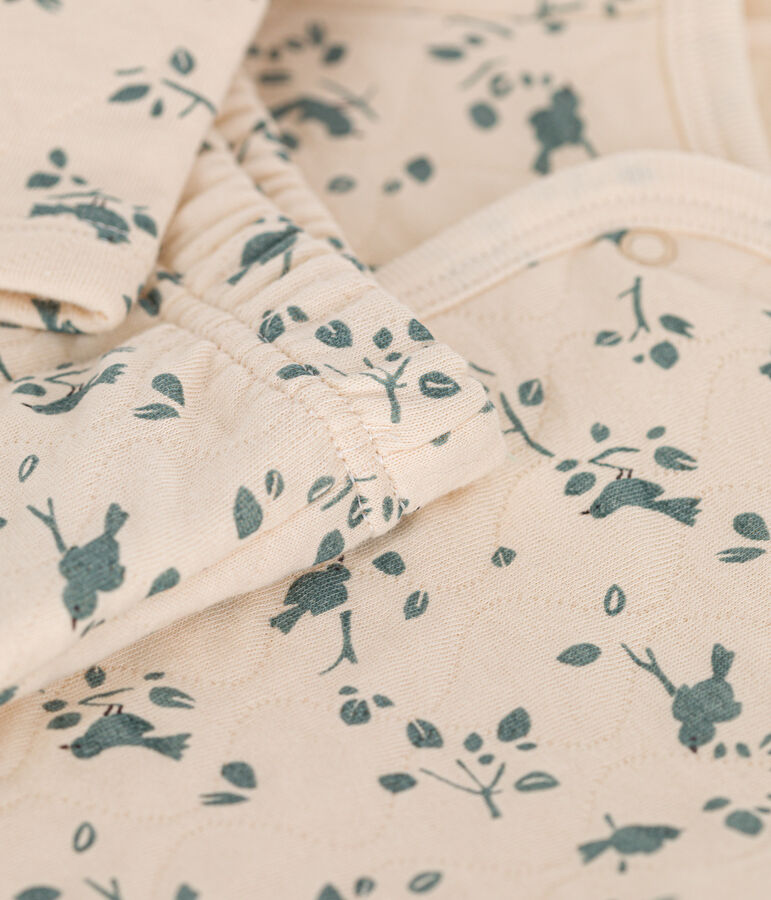 Babies' Tube Knit Outfit- 2-piece set Ecru/green