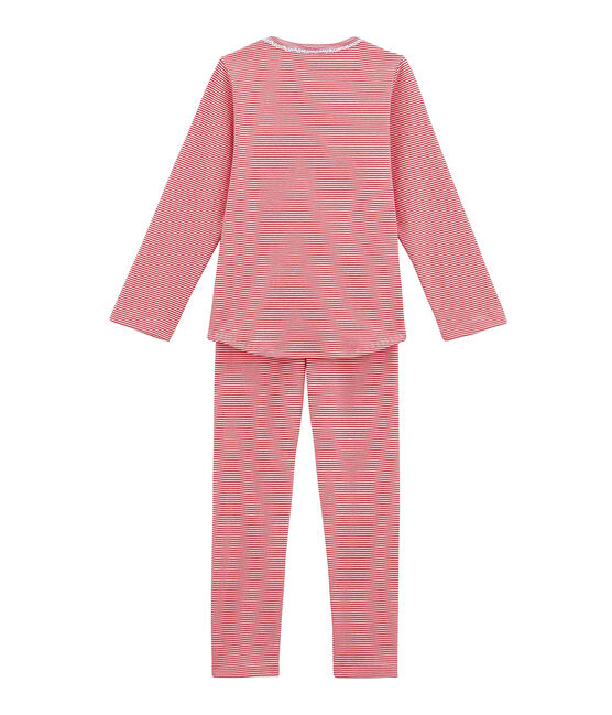 Little girl's pyjamas IMPATIENCE pink/MARSHMALLOW white