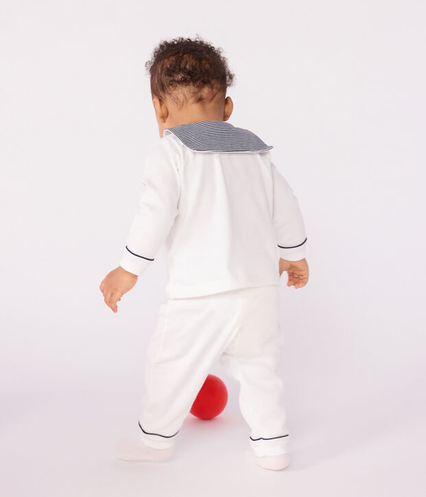 Babies' two-piece pyjamas with a sailor collar white