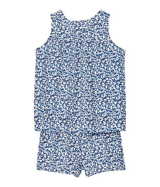 Girl's shortie pyjamas in print jersey ECUME white/MULTICO white