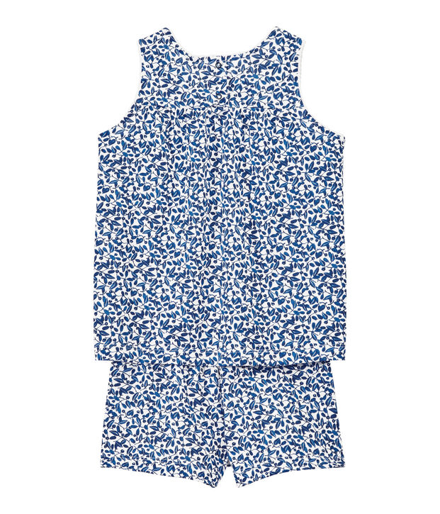 Girl's shortie pyjamas in print jersey white/multicolor